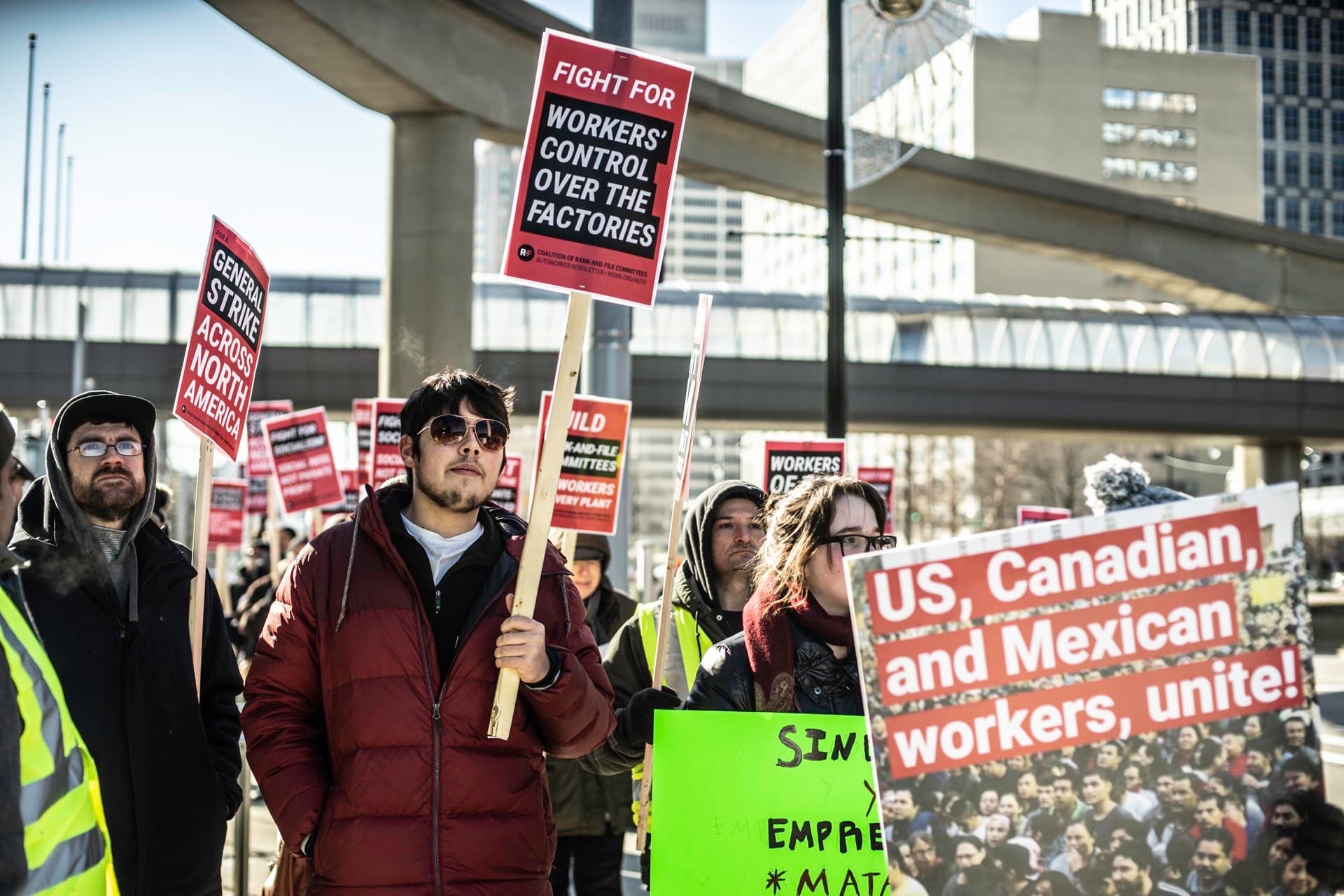 Workers at campaign event