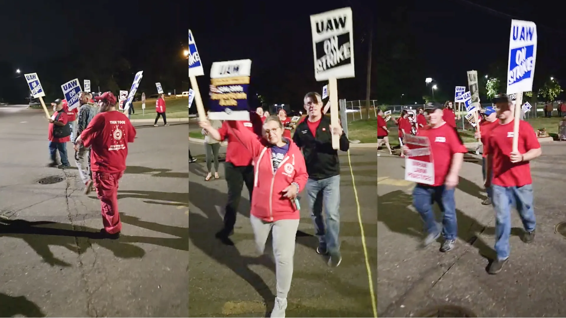 American Axle workers on a picket line outside the plant.